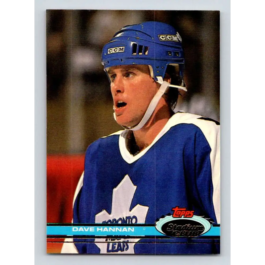 1991-92 Topps Stadium Club #220 Dave Hannan NM-MT Toronto Maple Leafs Hockey Card Image 1