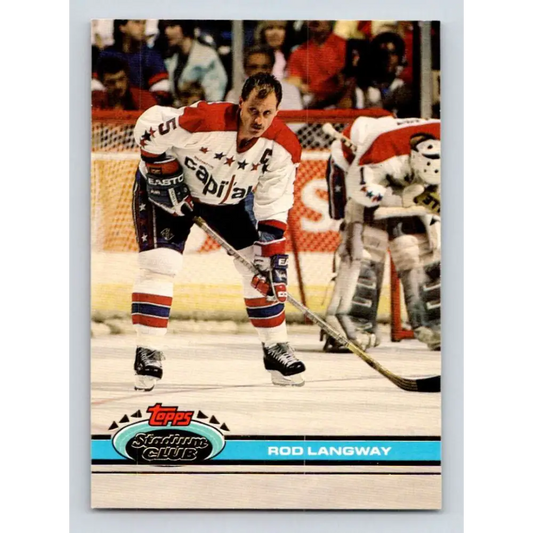 1991-92 Topps Stadium Club #225 Rod Langway NM-MT Washington Capitals Hockey Card Image 1