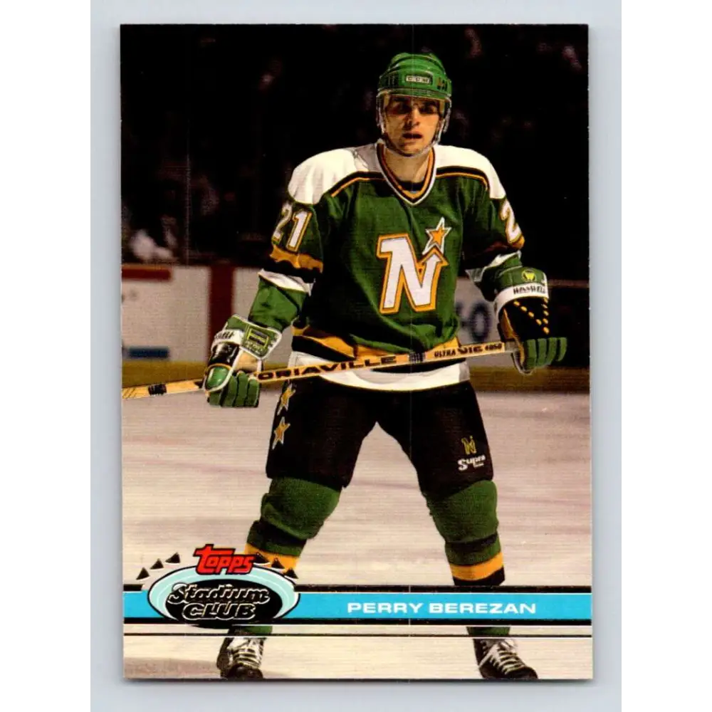 1991-92 Topps Stadium Club #227 Perry Berezan NM-MT Minnesota North Stars Hockey Card Image 1