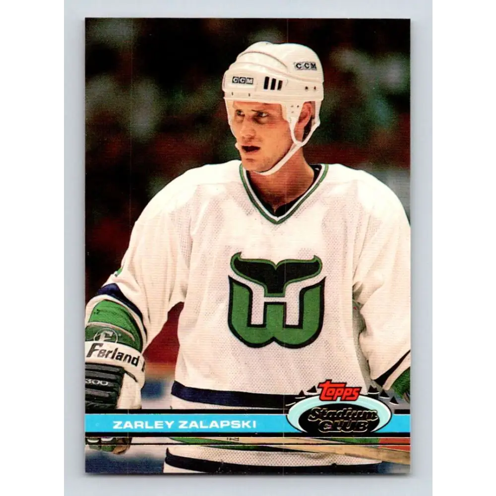 1991-92 Topps Stadium Club #228 Zarley Zalapski NM-MT Hartford Whalers Hockey Card Image 1