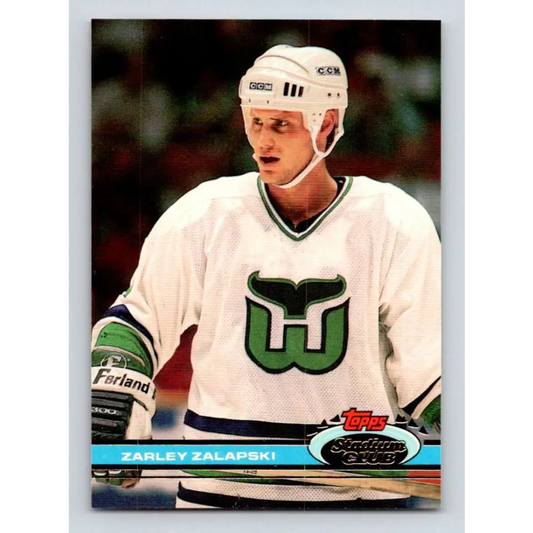 1991-92 Topps Stadium Club #228 Zarley Zalapski NM-MT Hartford Whalers Hockey Card Image 1