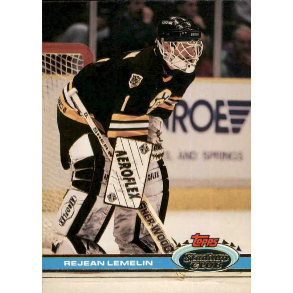 1991-92 Topps Stadium Club #23 Rejean Lemelin NM-MT Boston Bruins Hockey Card Image 1