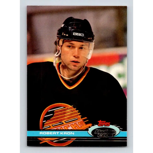1991-92 Topps Stadium Club #240 Robert Kron NM-MT Vancouver Canucks Hockey Card Image 1