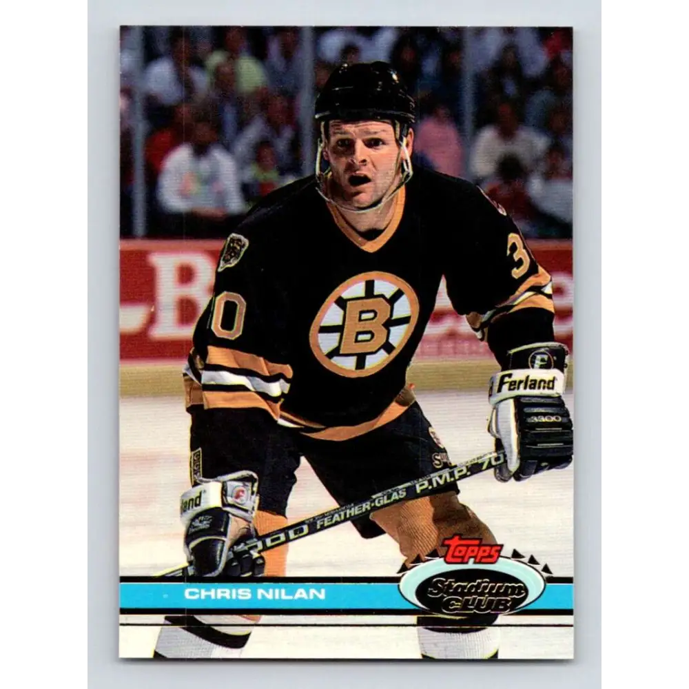 1991-92 Topps Stadium Club #244 Chris Nilan NM-MT Boston Bruins Hockey Card Image 1