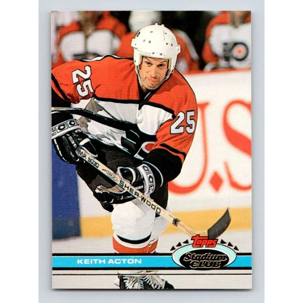 1991-92 Topps Stadium Club #247 Keith Acton NM-MT Philadelphia Flyers Hockey Card Image 1