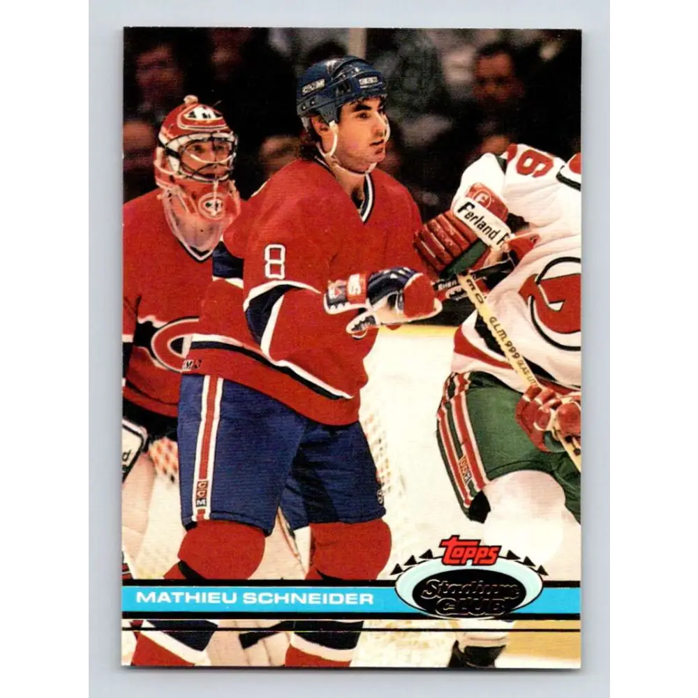 1991-92 Topps Stadium Club #262 Mathieu Schneider NM-MT Montreal Canadiens Hockey Card Image 1