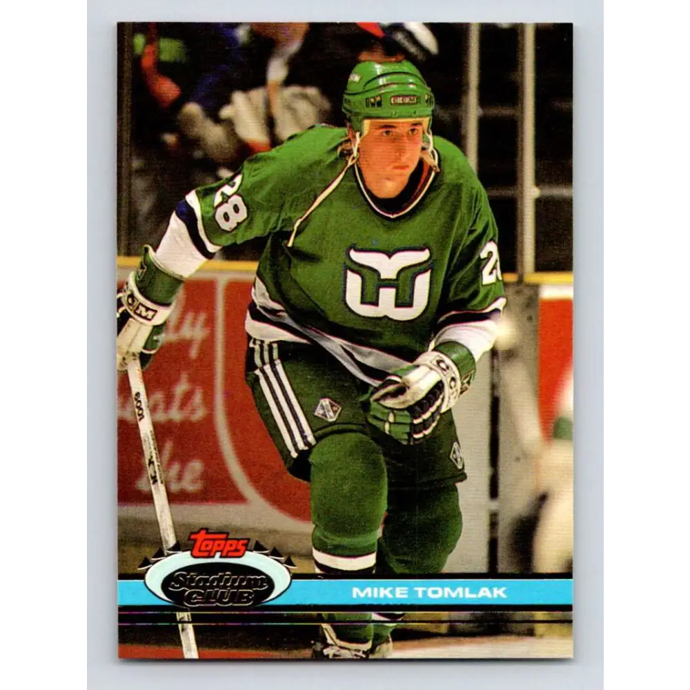 1991-92 Topps Stadium Club #266 Mike Tomlak NM-MT Hartford Whalers Hockey Card Image 1
