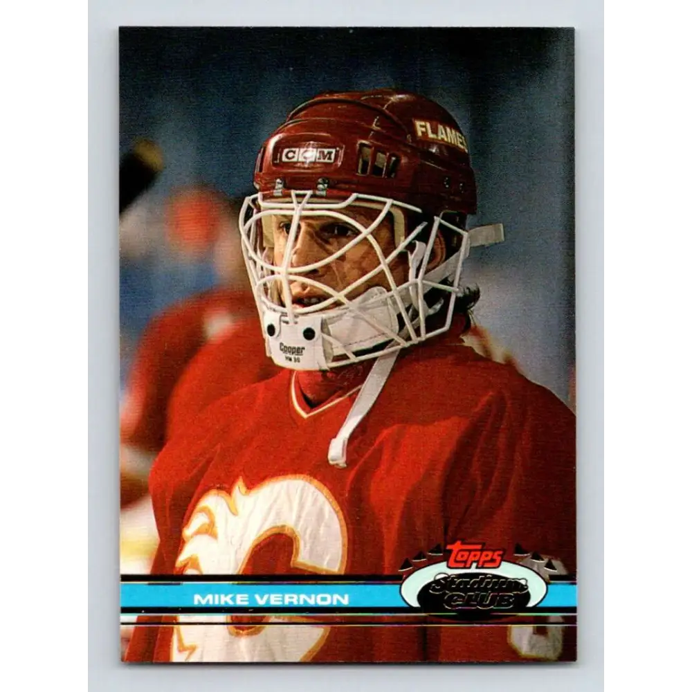 1991-92 Topps Stadium Club #269 Mike Vernon NM-MT Calgary Flames Hockey Card Image 1