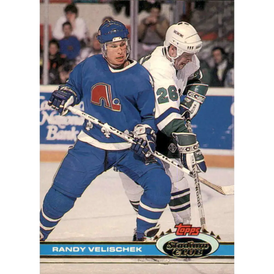 1991-92 Topps Stadium Club #27 Randy Velischek NM-MT Quebec Nordiques Hockey Card Image 1