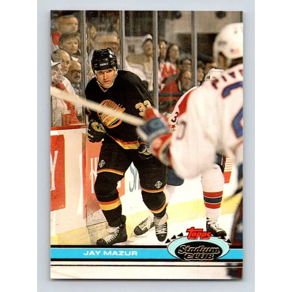 1991-92 Topps Stadium Club #272 Jay Mazur NM-MT Vancouver Canucks Hockey Card Image 1