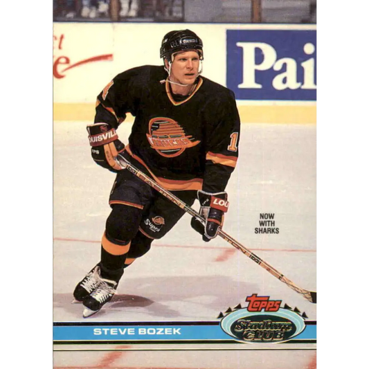 1991-92 Topps Stadium Club #28 Steve Bozek NM-MT San Jose Sharks Hockey Card Image 1