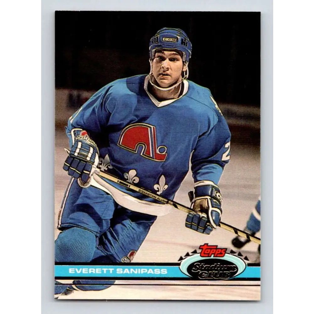 1991-92 Topps Stadium Club #284 Everett Sanipass NM-MT Quebec Nordiques Hockey Card Image 1