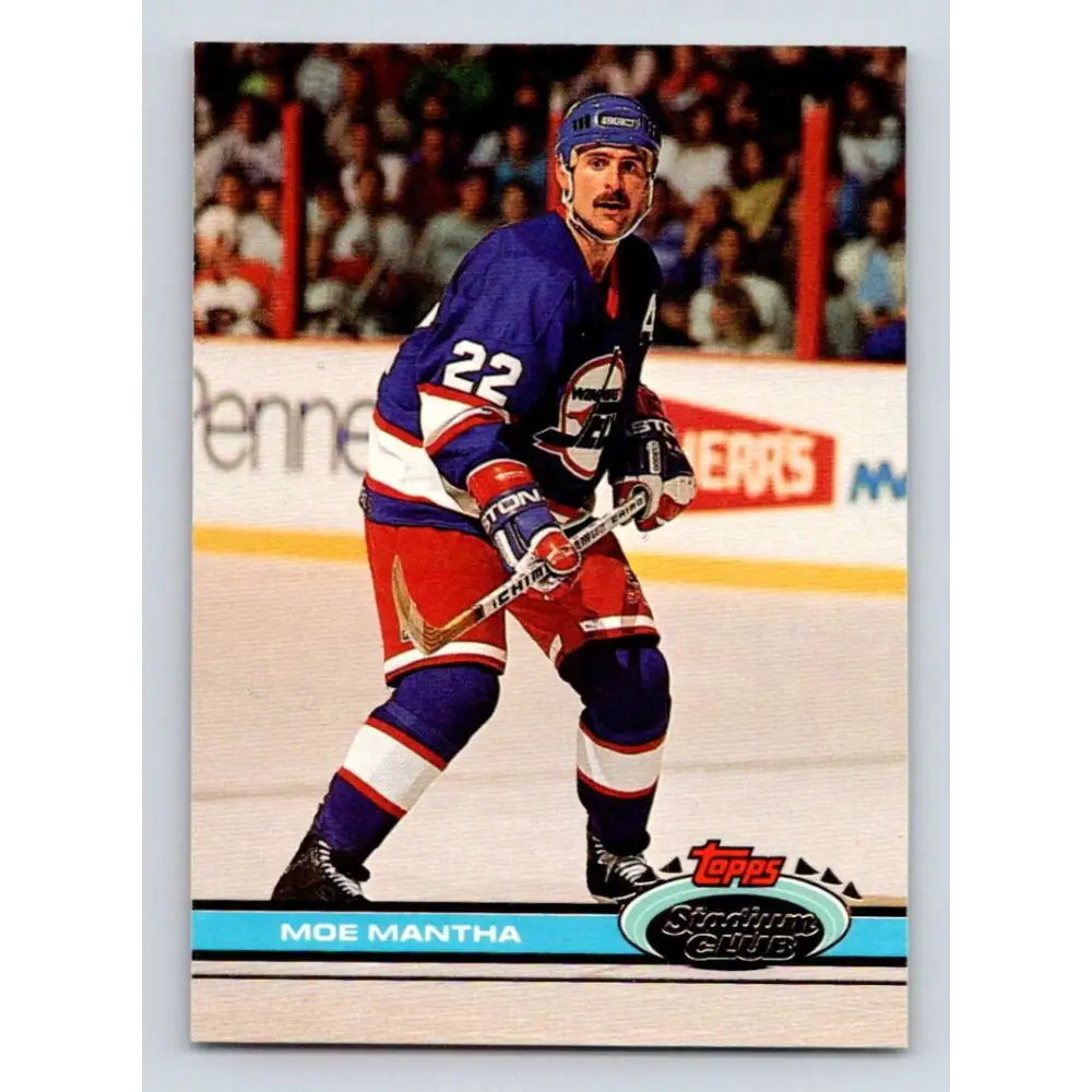 1991-92 Topps Stadium Club #287 Moe Mantha NM-MT Winnipeg Jets Hockey Card Image 1