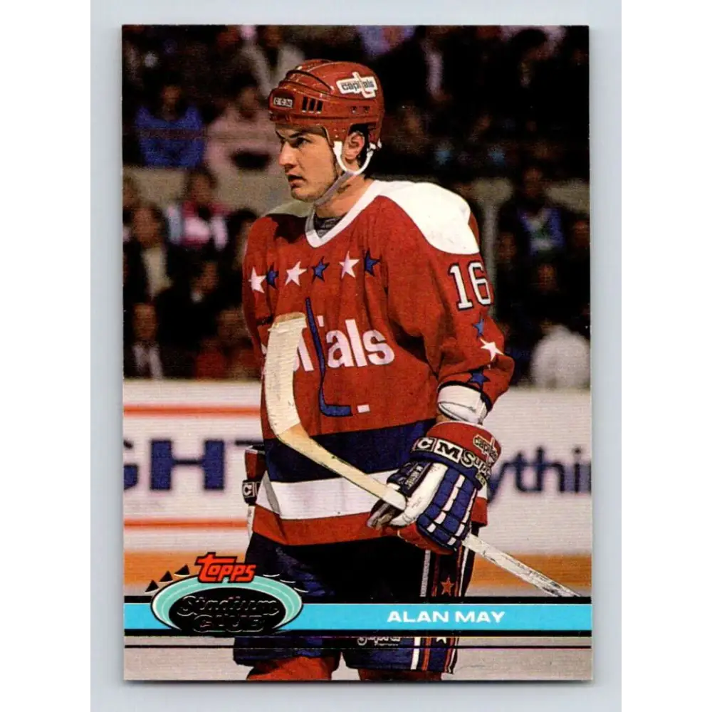 1991-92 Topps Stadium Club #288 Alan May NM-MT Washington Capitals Hockey Card Image 1