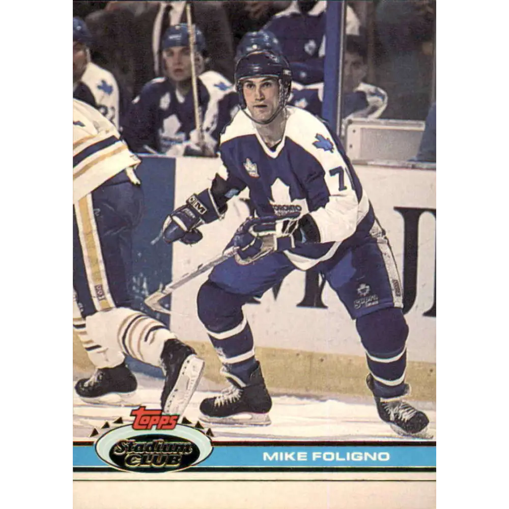 1991-92 Topps Stadium Club #29 Mike Foligno NM-MT Toronto Maple Leafs Hockey Card Image 1