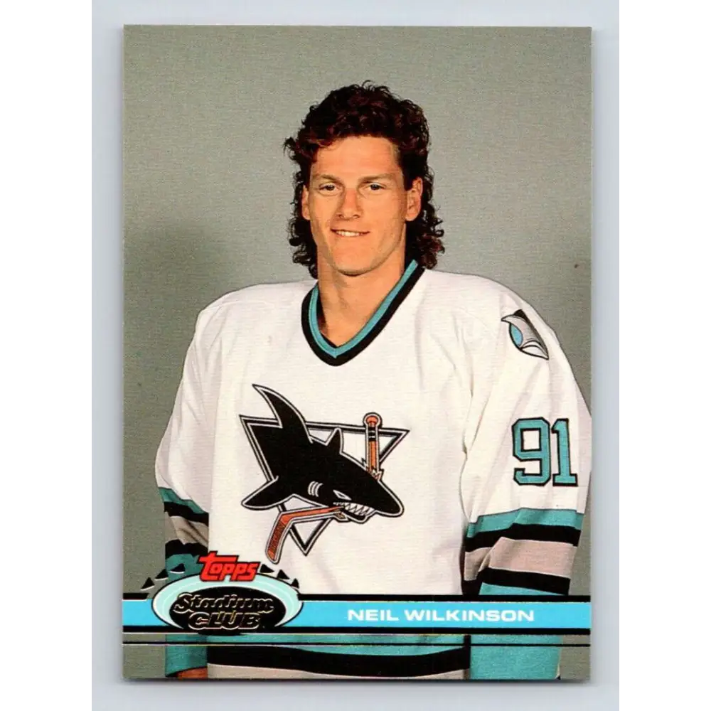 1991-92 Topps Stadium Club #293 Neil Wilkinson NM-MT San Jose Sharks Hockey Card Image 1