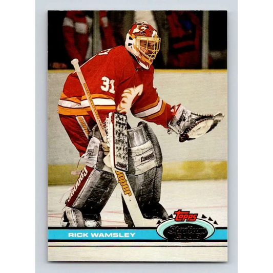 1991-92 Topps Stadium Club #294 Rick Wamsley NM-MT Calgary Flames Hockey Card Image 1