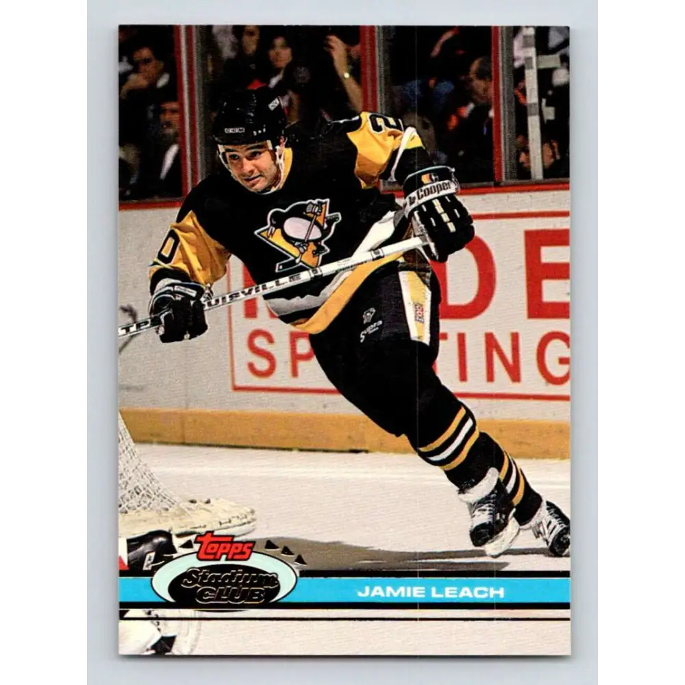 1991-92 Topps Stadium Club #296 Jamie Leach NM-MT Pittsburgh Penguins Hockey Card Image 1