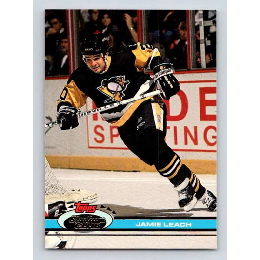 1991-92 Topps Stadium Club #296 Jamie Leach NM-MT Pittsburgh Penguins Hockey Card Image 1