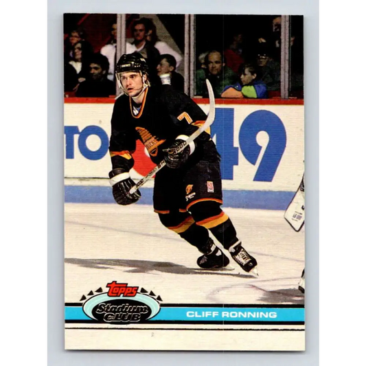 1991-92 Topps Stadium Club #298 Cliff Ronning NM-MT Vancouver Canucks Hockey Card Image 1