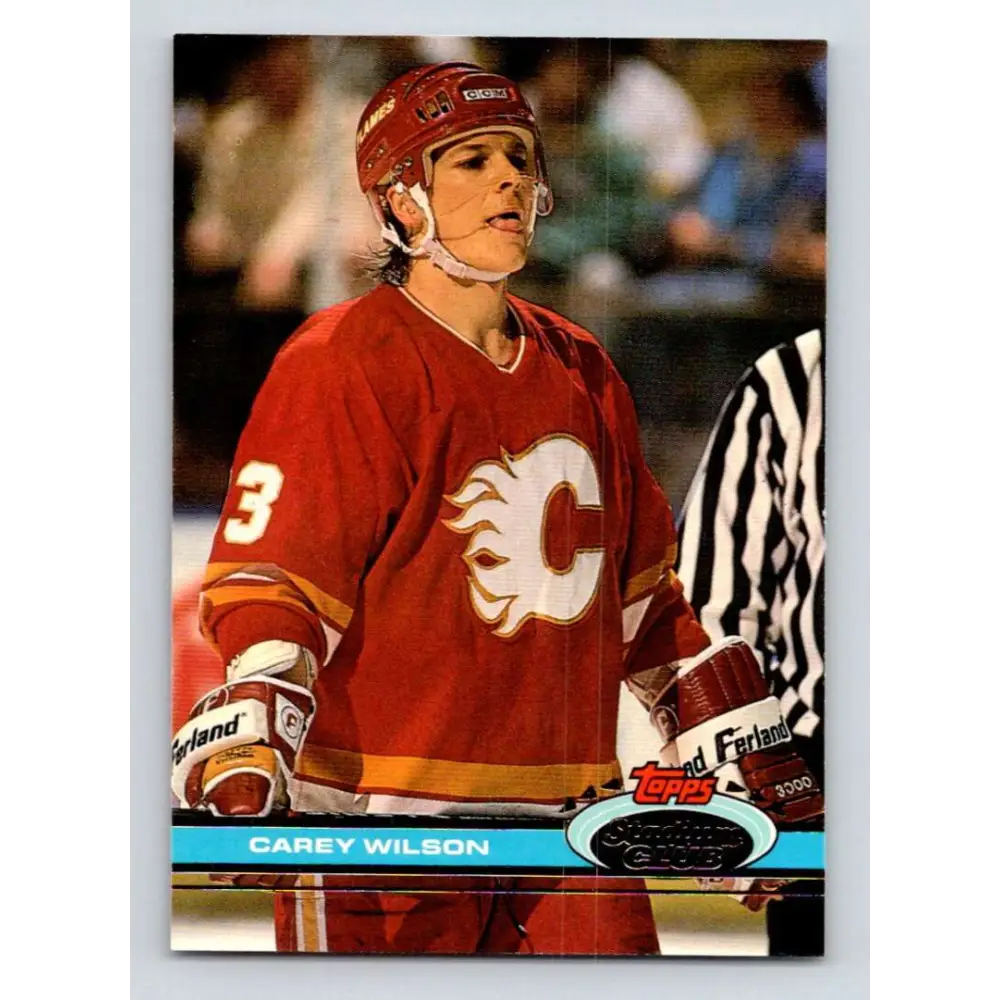 1991-92 Topps Stadium Club #301 Carey Wilson NM-MT Calgary Flames Hockey Card Image 1
