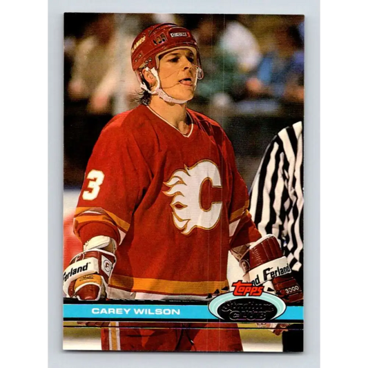 1991-92 Topps Stadium Club #301 Carey Wilson NM-MT Calgary Flames Hockey Card Image 1