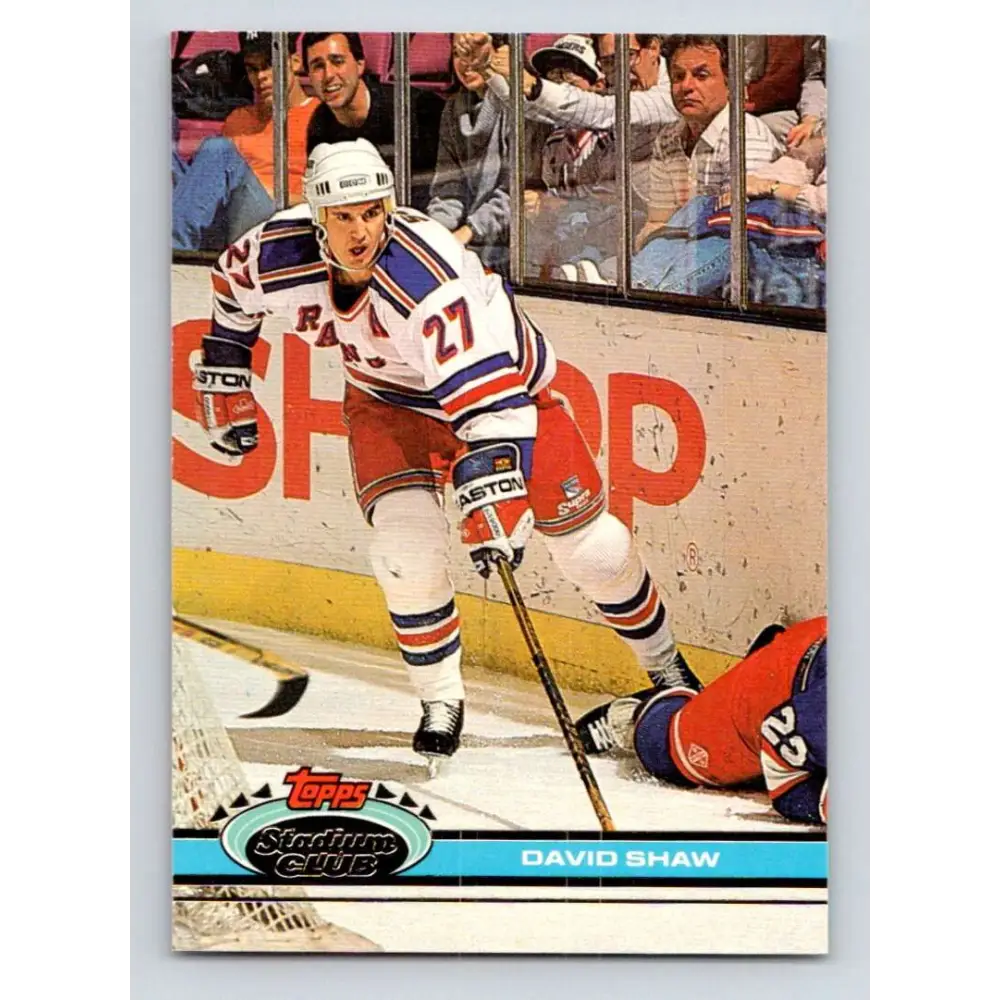1991-92 Topps Stadium Club #306 David Shaw NM-MT New York Rangers Hockey Card Image 1