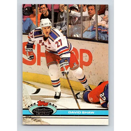 1991-92 Topps Stadium Club #306 David Shaw NM-MT New York Rangers Hockey Card Image 1