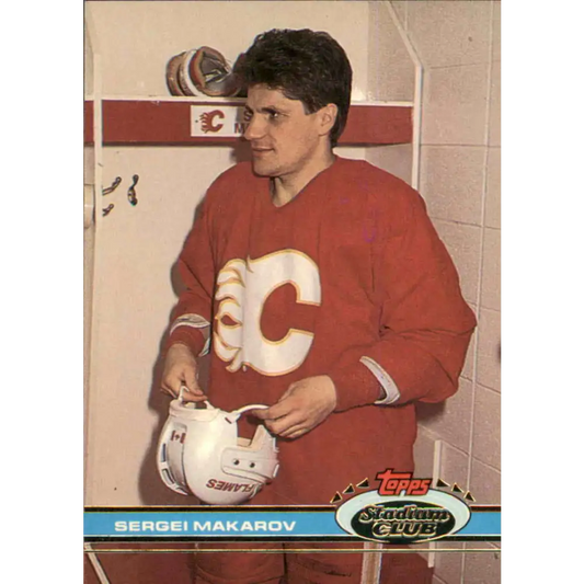 1991-92 Topps Stadium Club #31 Sergei Makarov NM-MT Calgary Flames Hockey Card Image 1