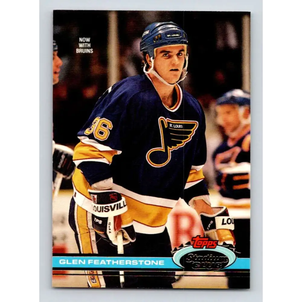 1991-92 Topps Stadium Club #319 Glen Featherstone NM-MT Boston Bruins Hockey Card Image 1