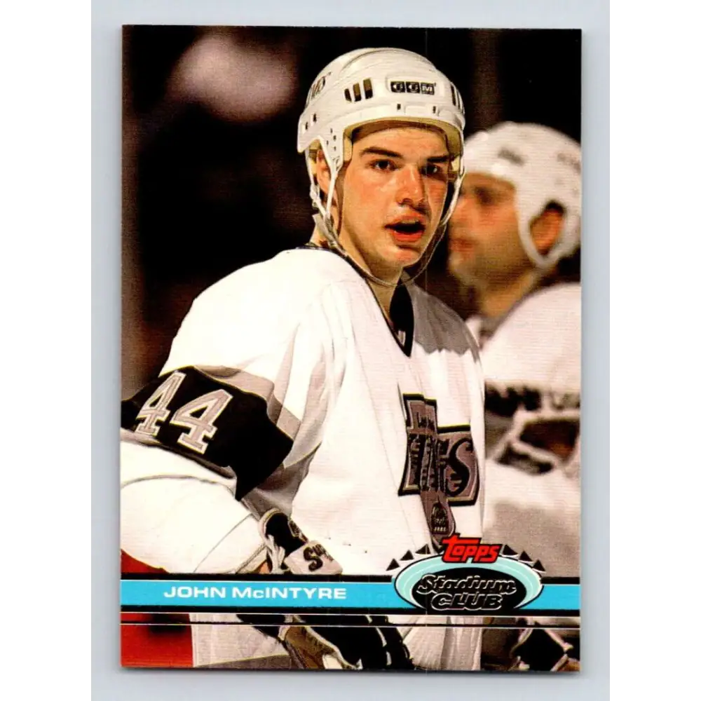 1991-92 Topps Stadium Club #324 John McIntyre NM-MT Los Angeles Kings Hockey Card Image 1