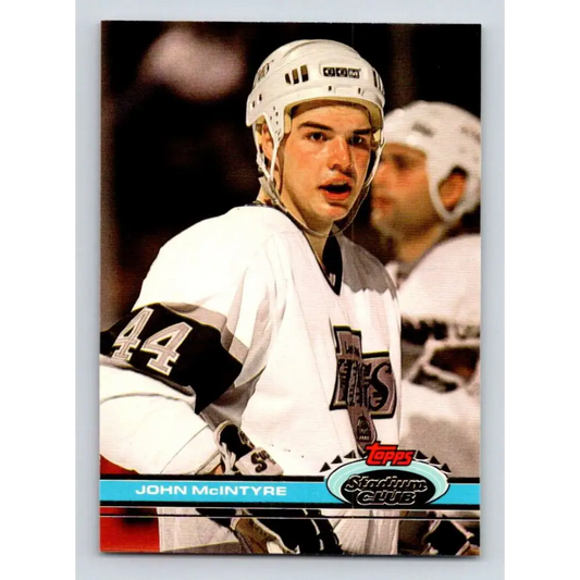 1991-92 Topps Stadium Club #324 John McIntyre NM-MT Los Angeles Kings Hockey Card Image 1