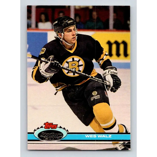 1991-92 Topps Stadium Club #325 Wes Walz NM-MT Boston Bruins Hockey Card Image 1