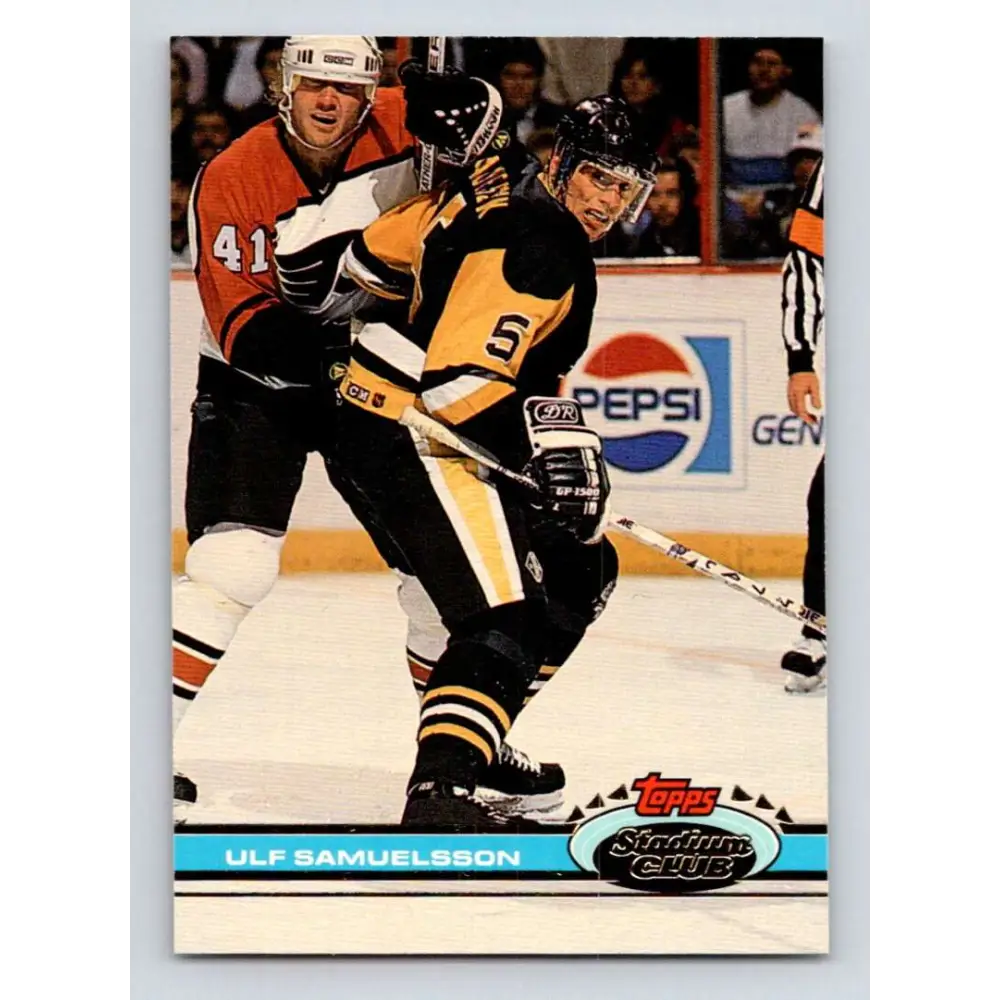 1991-92 Topps Stadium Club #328 Ulf Samuelsson NM-MT Pittsburgh Penguins Hockey Card Image 1