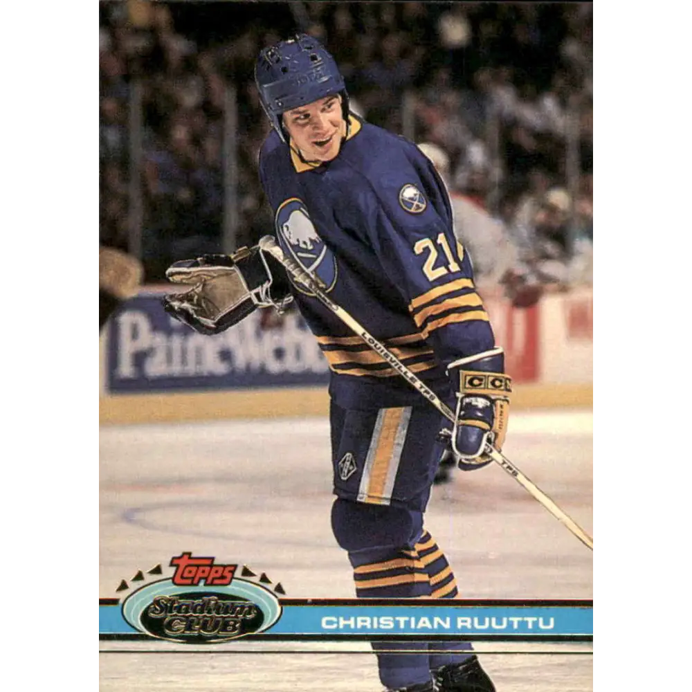 1991-92 Topps Stadium Club #33 Christian Ruuttu NM-MT Buffalo Sabres Hockey Card Image 1