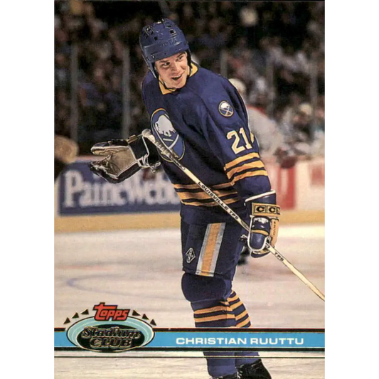 1991-92 Topps Stadium Club #33 Christian Ruuttu NM-MT Buffalo Sabres Hockey Card Image 1