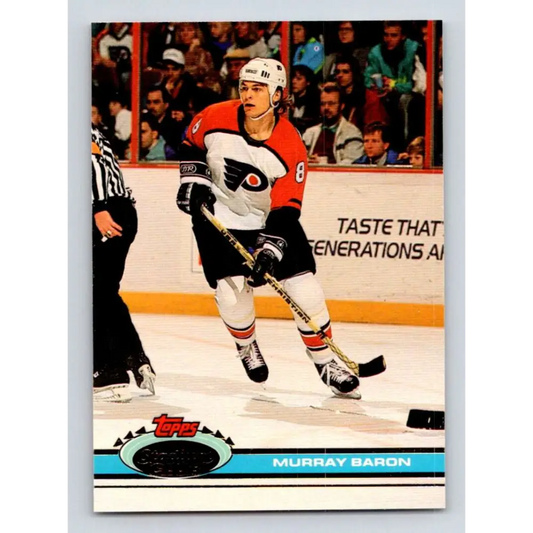 1991-92 Topps Stadium Club #334 Murray Baron NM-MT Philadelphia Flyers Hockey Card Image 1