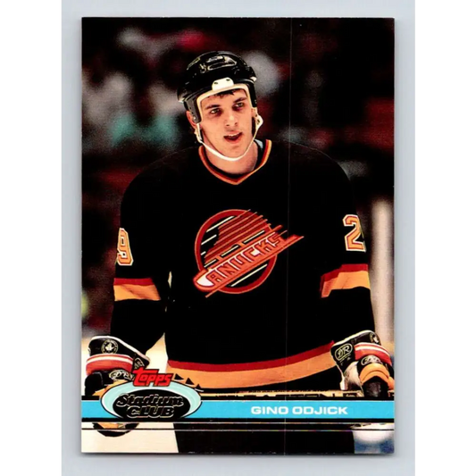 1991-92 Topps Stadium Club #338 Gino Odjick NM-MT Vancouver Canucks Hockey Card Image 1