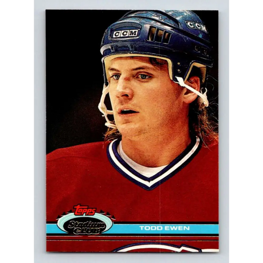 1991-92 Topps Stadium Club #340 Todd Ewen NM-MT Montreal Canadiens Hockey Card Image 1