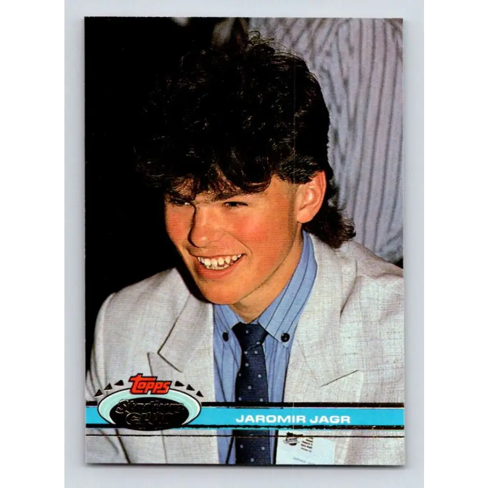 1991-92 Topps Stadium Club #343 Jaromir Jagr NM-MT Pittsburgh Penguins Hockey Card Image 1
