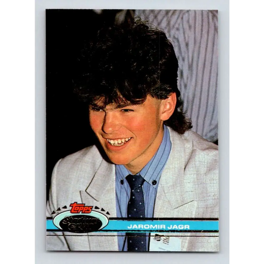 1991-92 Topps Stadium Club #343 Jaromir Jagr NM-MT Pittsburgh Penguins Hockey Card Image 1