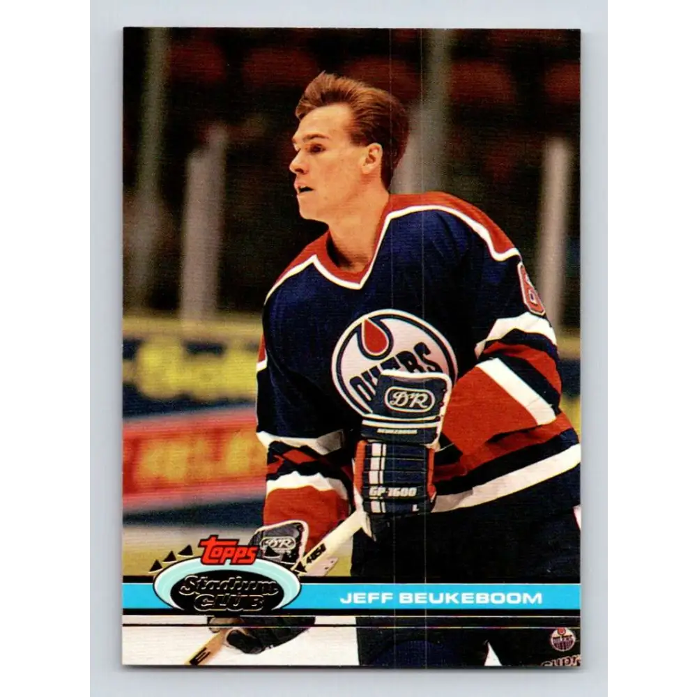 1991-92 Topps Stadium Club #350 Jeff Beukeboom NM-MT Edmonton Oilers Hockey Card Image 1