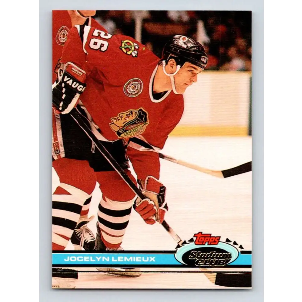1991-92 Topps Stadium Club #356 Jocelyn Lemieux NM-MT Chicago Blackhawks Hockey Card Image 1