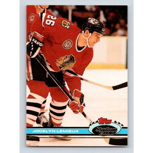 1991-92 Topps Stadium Club #356 Jocelyn Lemieux NM-MT Chicago Blackhawks Hockey Card Image 1