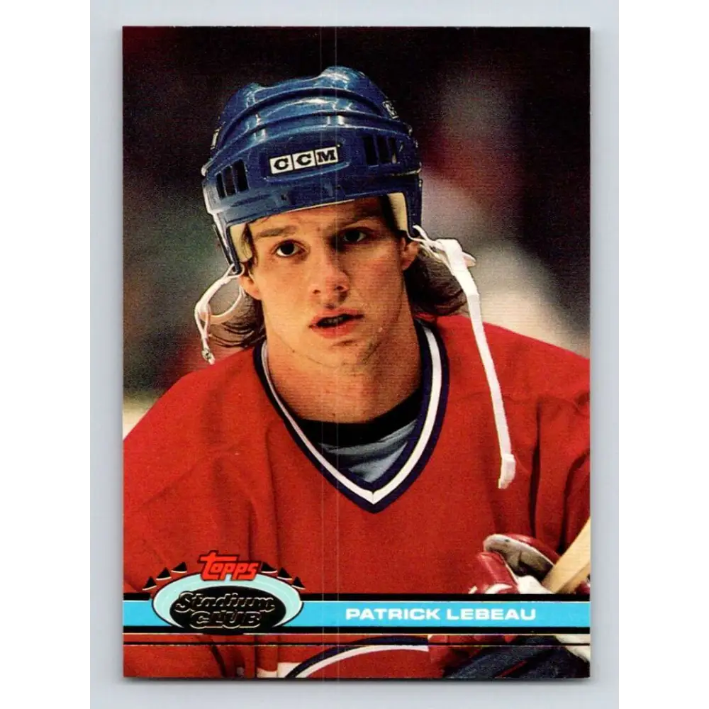 1991-92 Topps Stadium Club #373 Patrick Lebeau UER NM-MT RC Rookie Montreal Canadiens Hockey Card Image 1