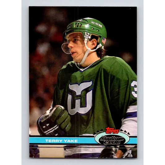 1991-92 Topps Stadium Club #374 Terry Yake NM-MT Hartford Whalers Hockey Card Image 1