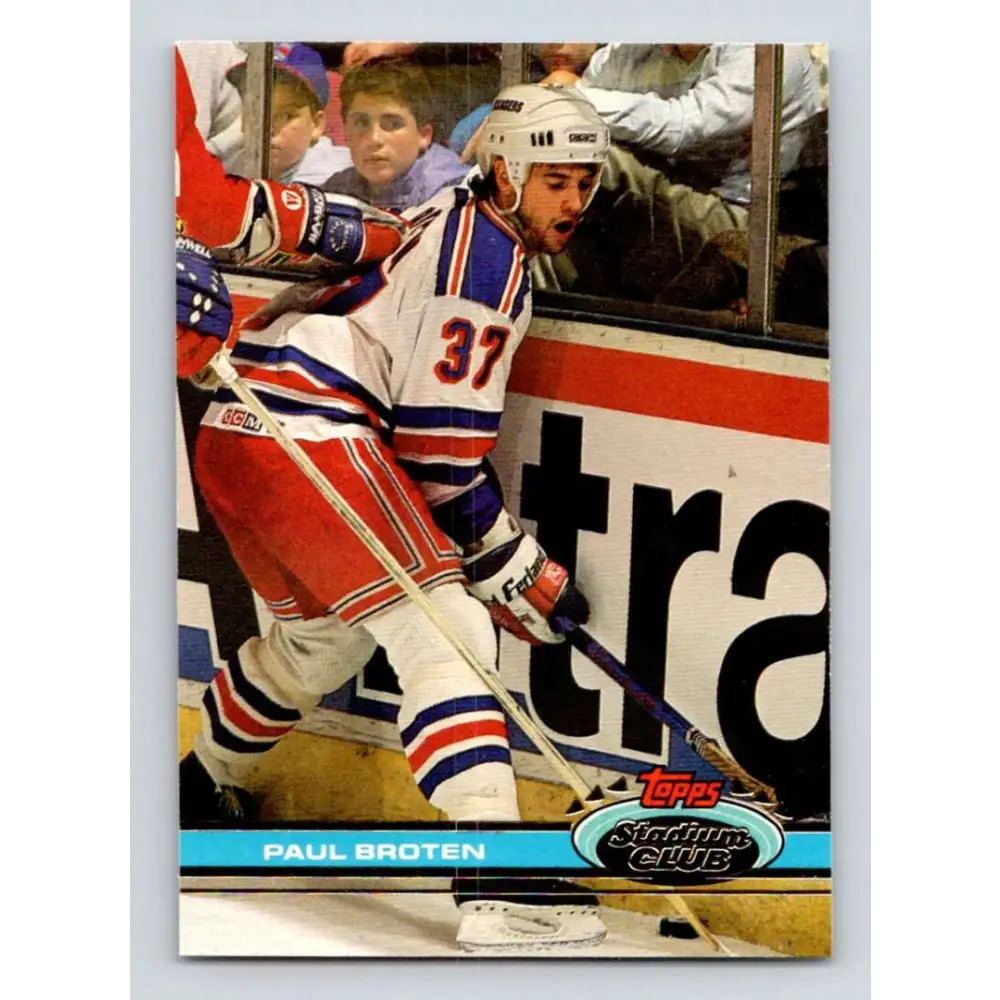 1991-92 Topps Stadium Club #376 Paul Broten NM-MT New York Rangers Hockey Card Image 1