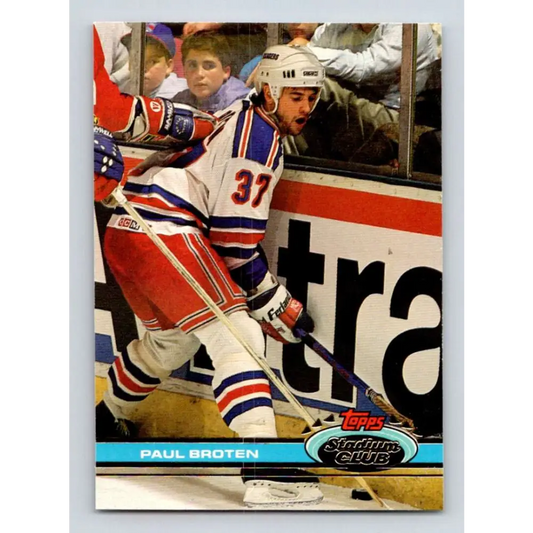 1991-92 Topps Stadium Club #376 Paul Broten NM-MT New York Rangers Hockey Card Image 1
