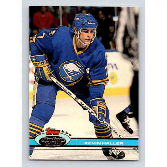 1991-92 Topps Stadium Club #382 Kevin Haller NM-MT RC Rookie Buffalo Sabres Hockey Card Image 1