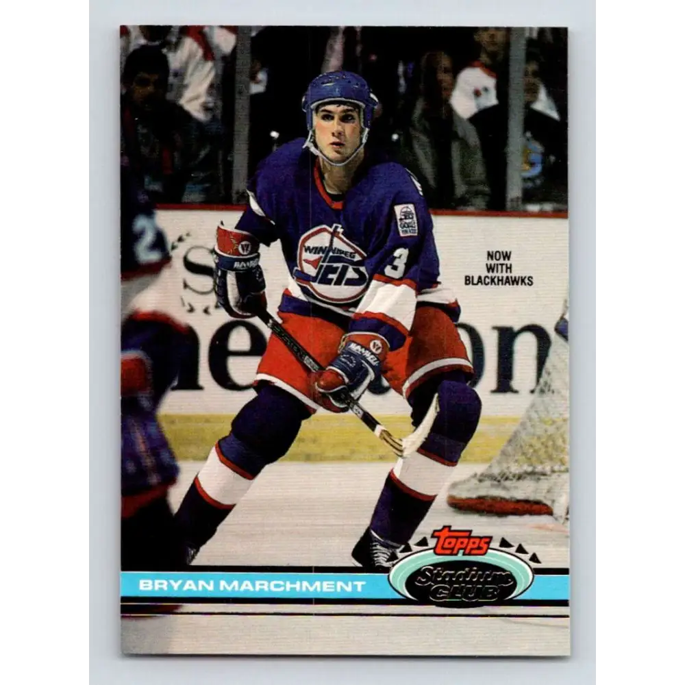 1991-92 Topps Stadium Club #384 Bryan Marchment NM-MT RC Rookie Chicago Blackhawks Hockey Card Image 1